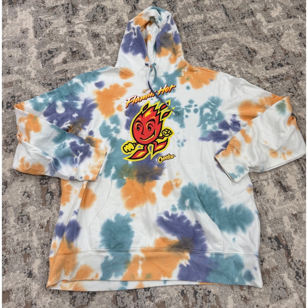 Cheetos Flamin Hot Tie Dye‎ Hoodie Mens XL Multicolor Graphic Pullover 2021